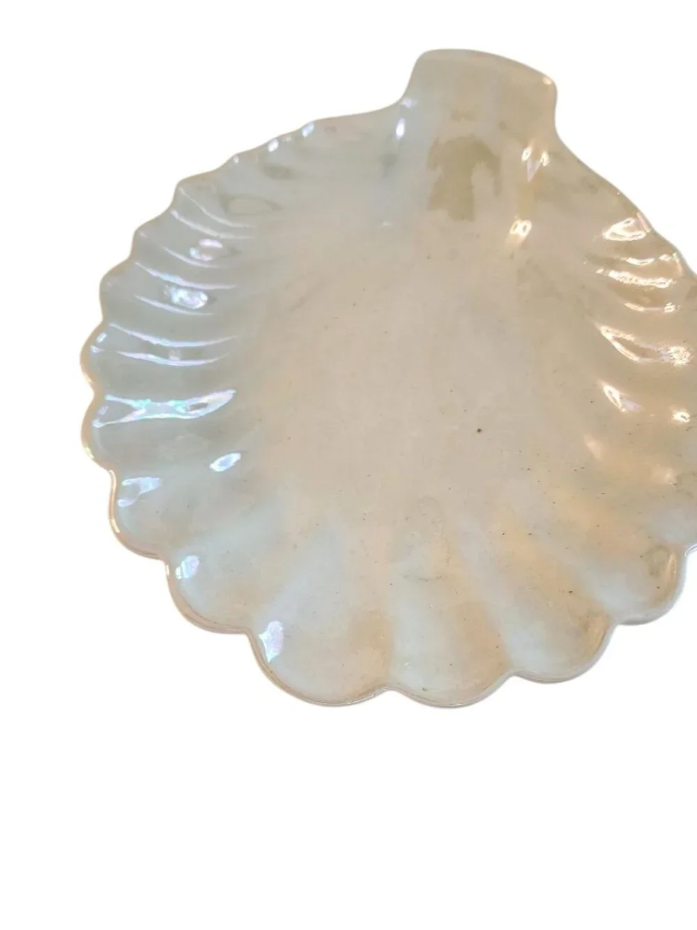 Vintage 1950s White Ceramic Fish Wall Plaques Featuring a Pearly Luster Finish s